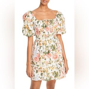 FAITHFULL THE BRAND Nikoleta Puff Sleeve Dress in Teatro Floral, XS/ US 2 / AU 6